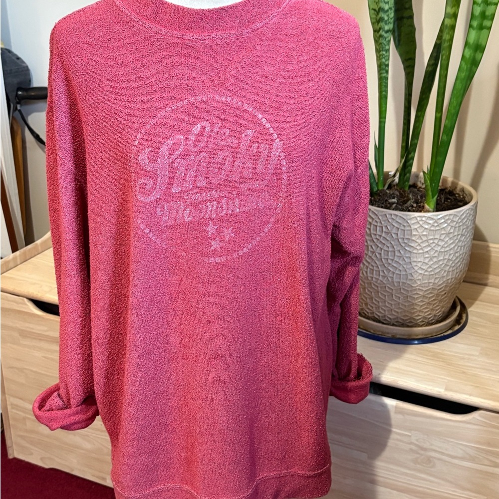 Pink Boxy Cuffed Sleeve Sweatshirt